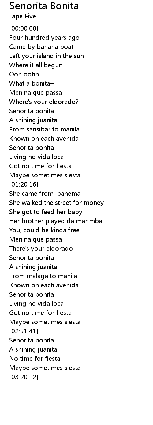 Senorita Bonita 歌词 歌词网