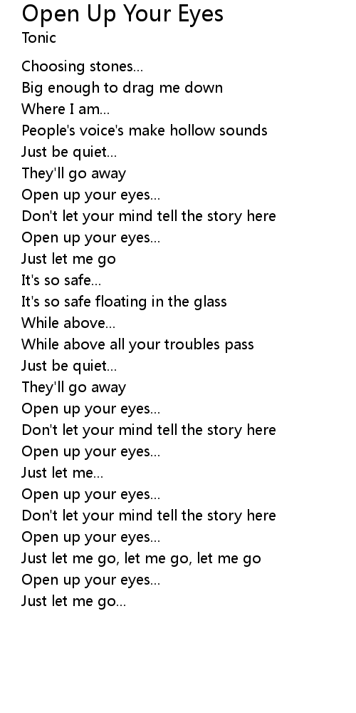 Open Up Your Eyes 歌词 歌词网