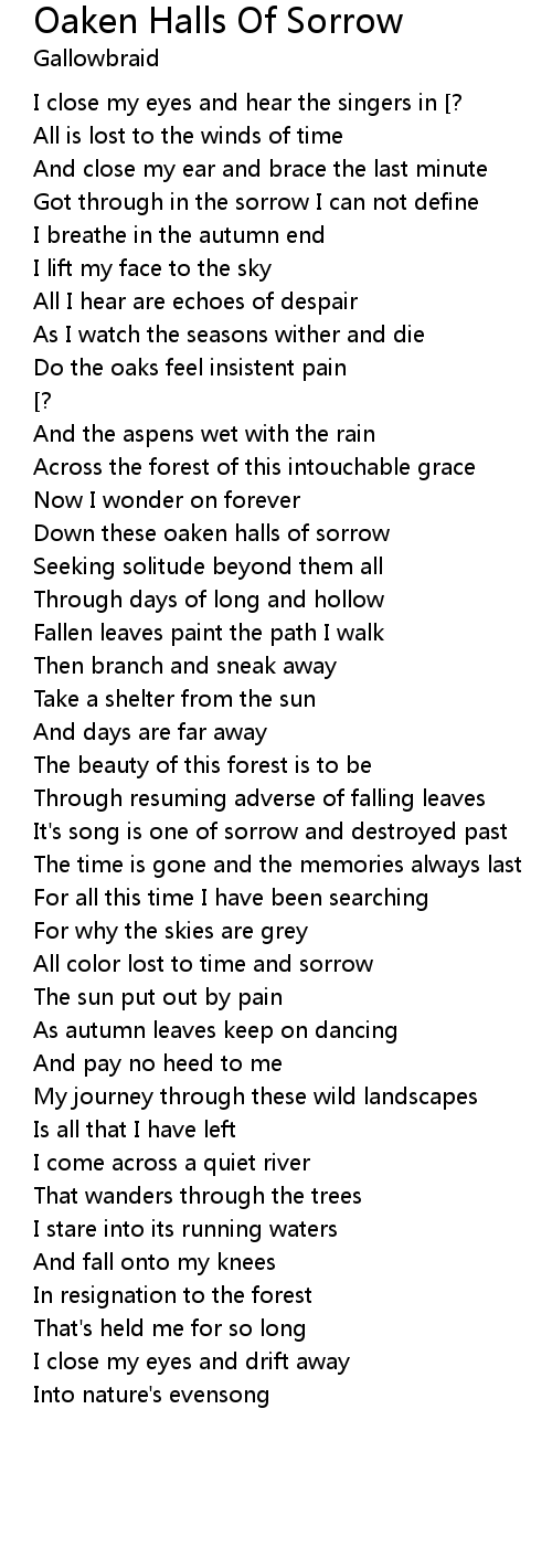 Oaken Halls Of Sorrow 歌词 歌词网