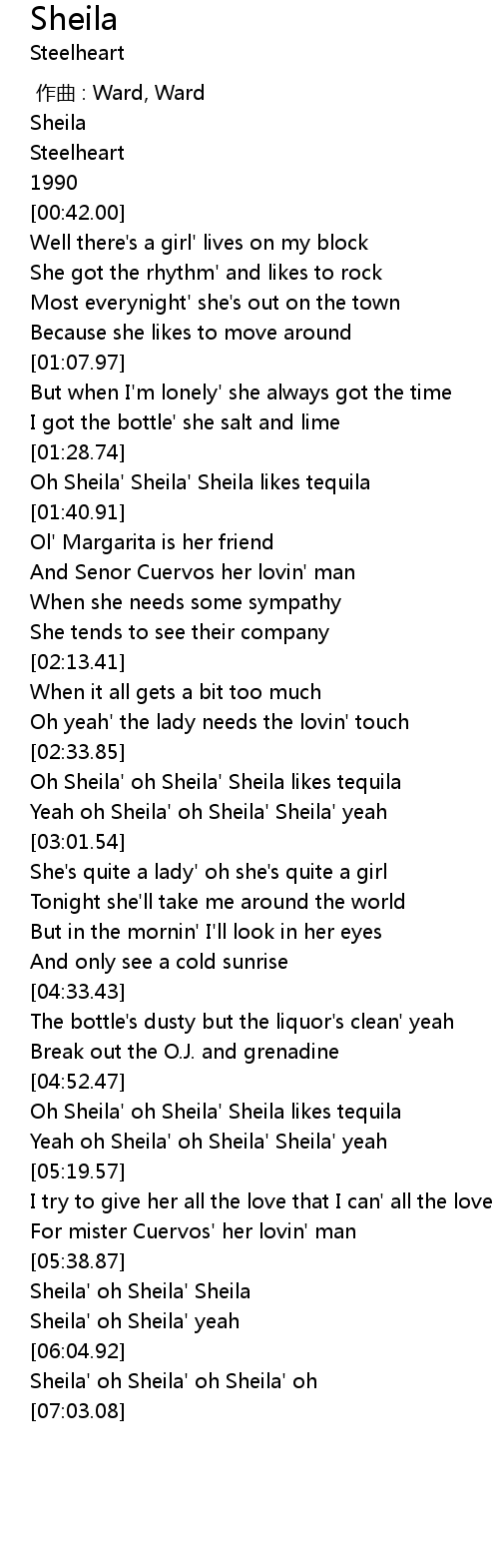 Tequila sheila likes Steelheart