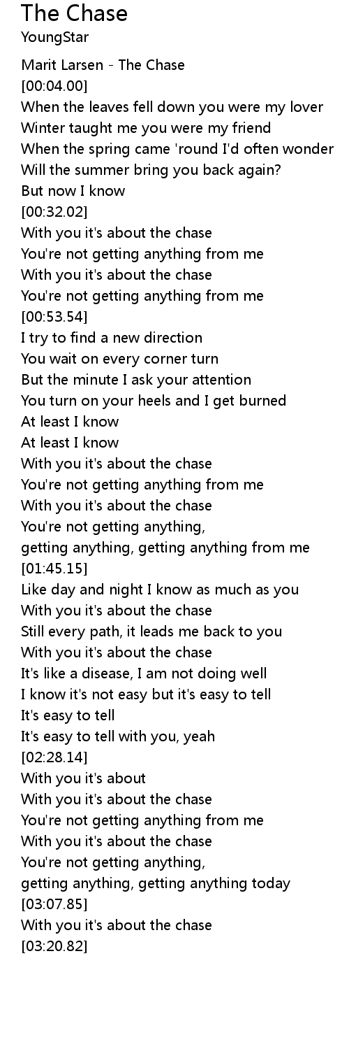 The Chase 歌词 歌词网