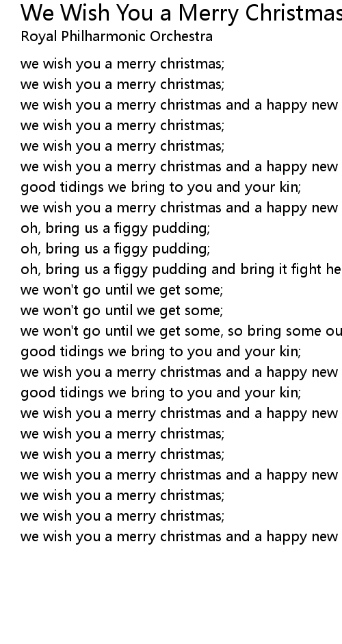 We Wish You A Merry Christmas 歌词 歌词网
