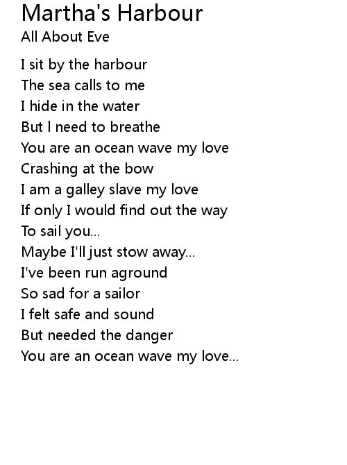 Martha's Harbour 歌词 歌词网