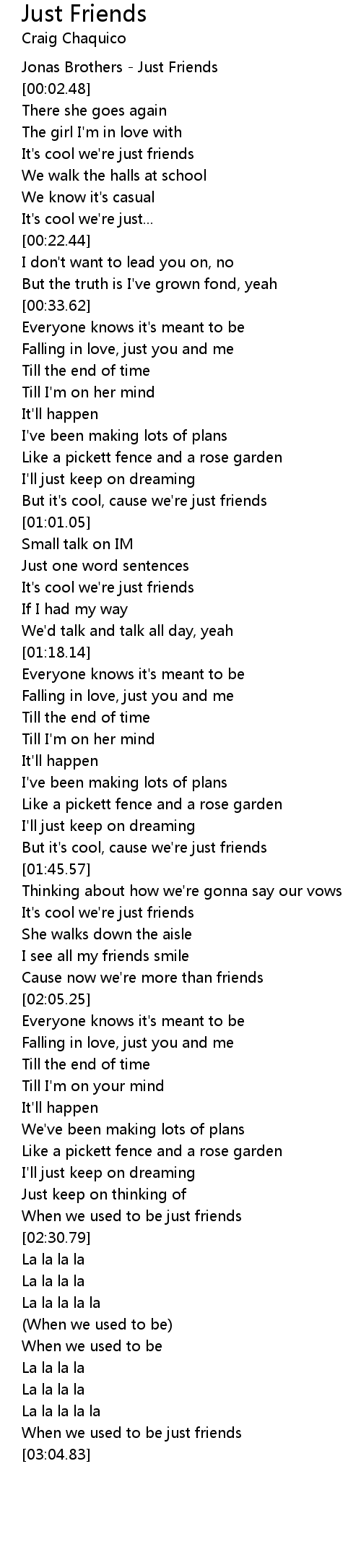 Just Friends 歌词 歌词网