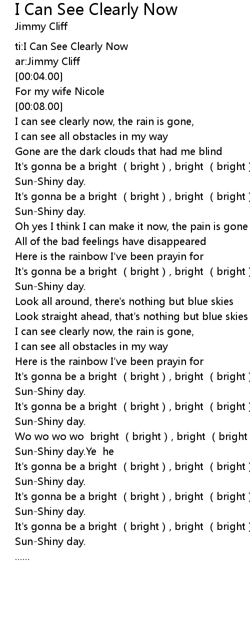 I Can See Clearly Now 歌词 歌词网