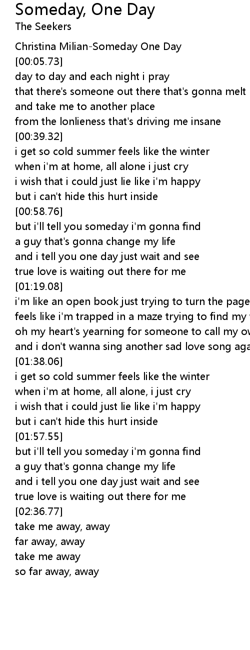 Someday One Day 歌词 歌词网