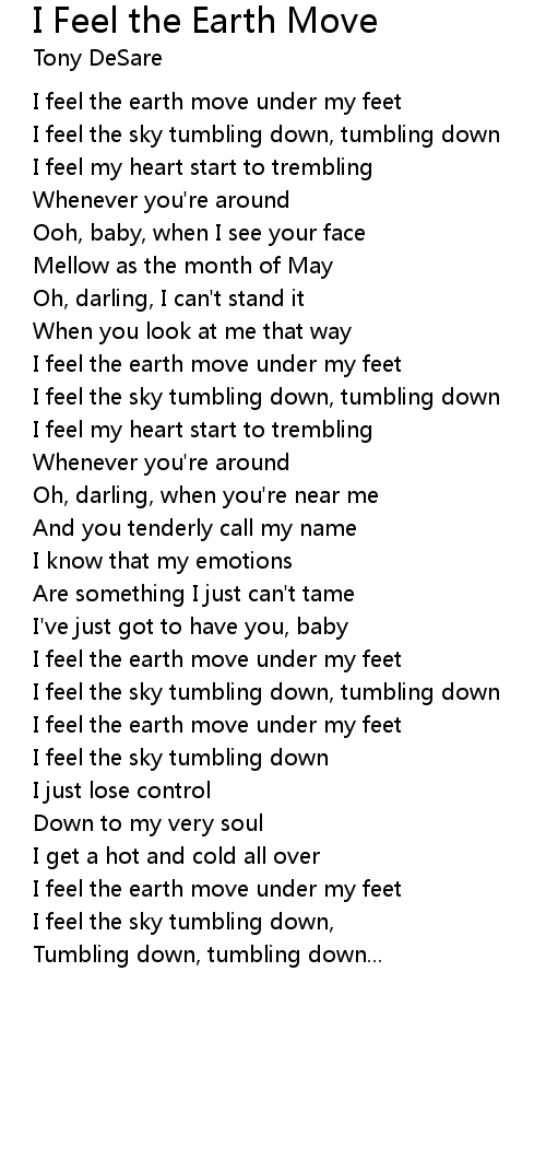 I Feel the Earth Move 歌词 歌词网