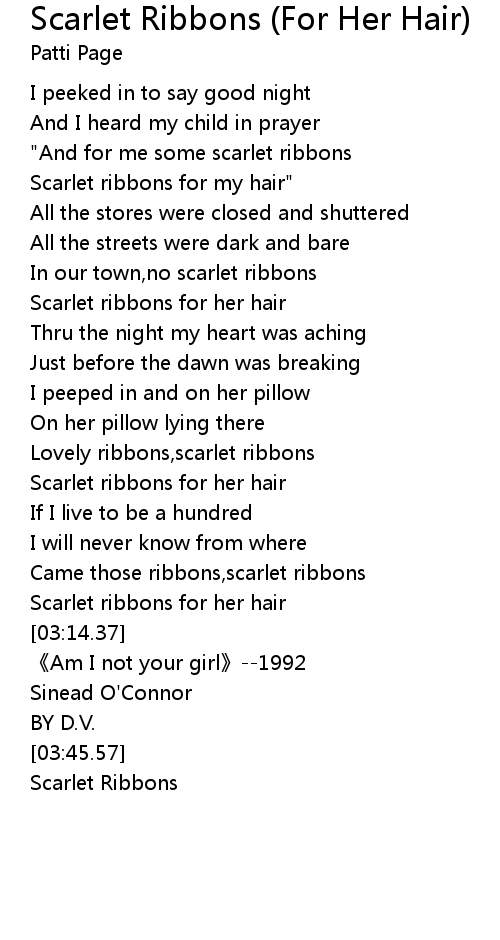 Scarlet Ribbons (For Her Hair) 歌词 歌词网