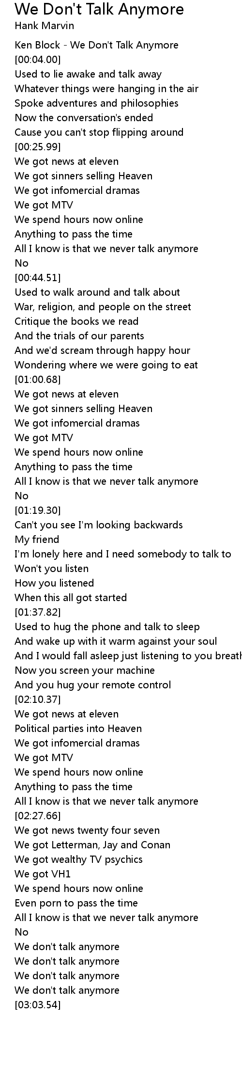 we don't talk together 作詞作曲