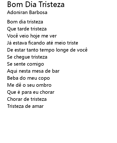 Bom Dia Tristeza 歌词 - 歌词网