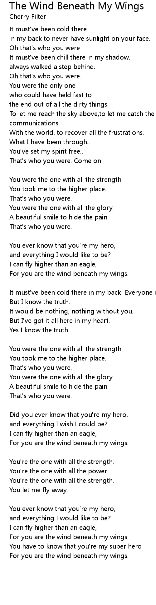 The Wind Beneath My Wings 歌词 歌词网