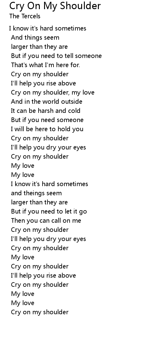 Cry On My Shoulder 歌词 歌词网