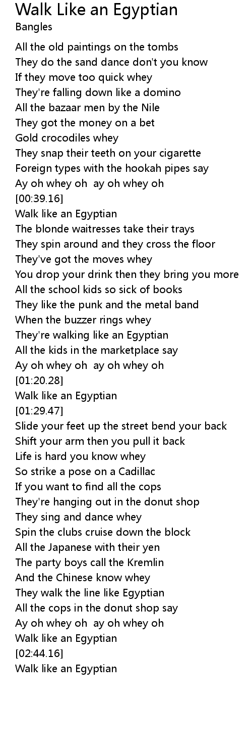 Walk Like an Egyptian 歌词 歌词网