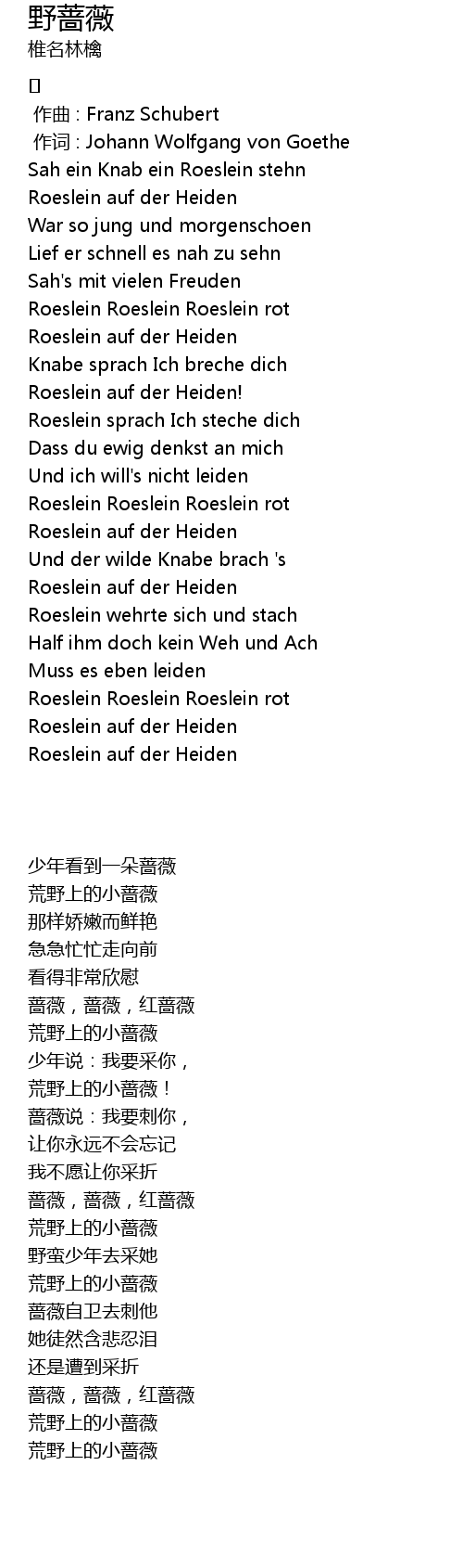 野蔷薇歌词 歌词网