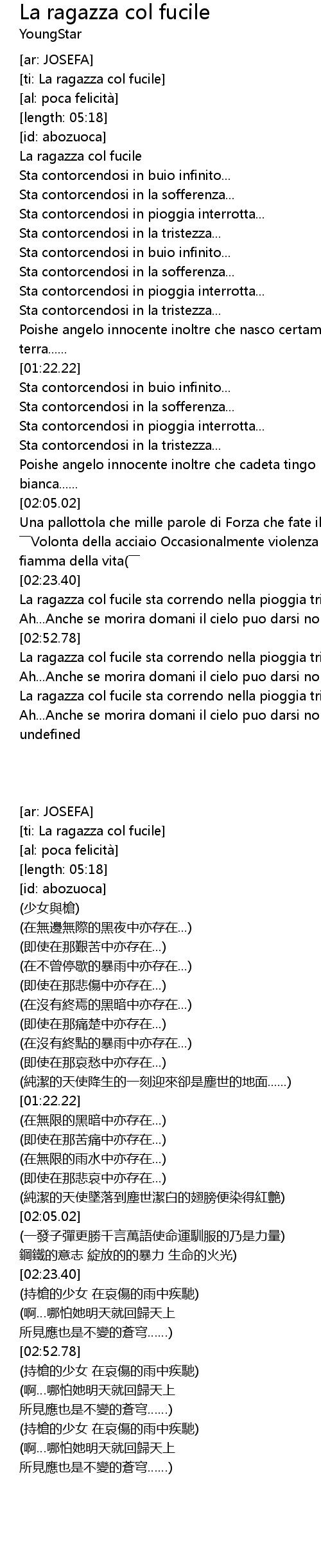 La Ragazza Col Fucile 歌词 歌词网