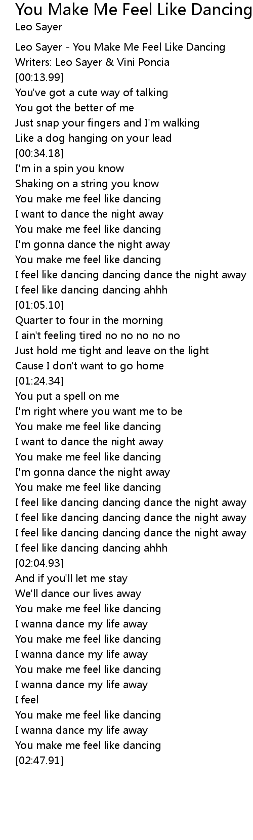 You Make Me Feel Like Dancing Single Version 歌词 歌词网