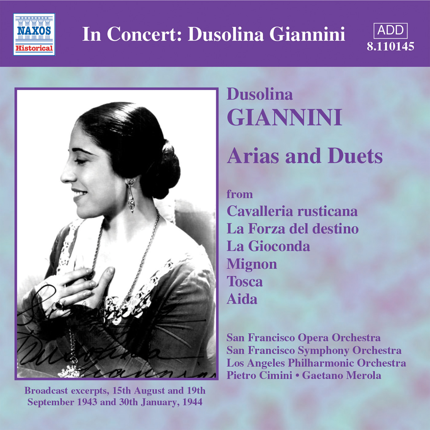 GIANNINI, Dusolina: Arias and Duets (1943-1944)