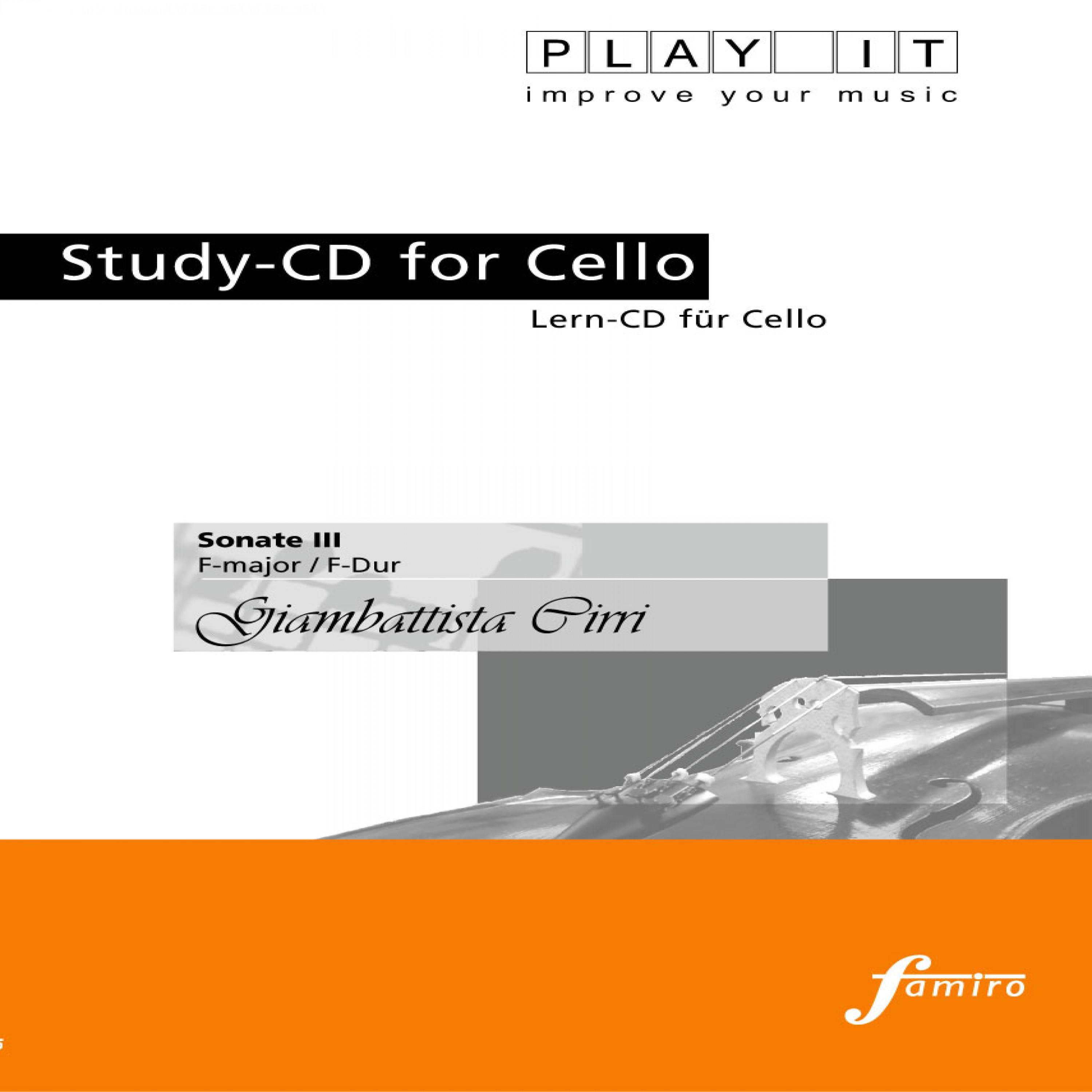 Play It - Study-Cd for Cello: Giambattista Cirri, Sonate III, F Major / F-Dur